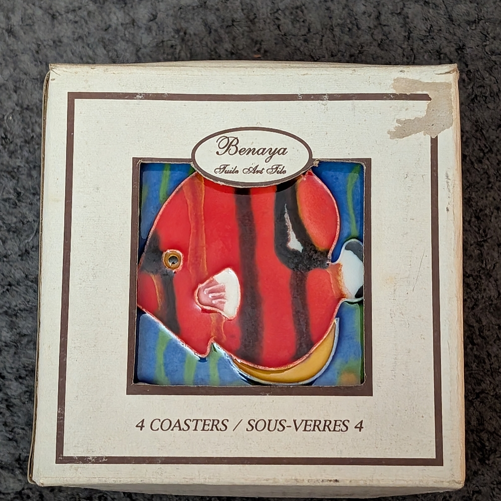 Benaya Artistic  Colorful Fish Coaster Set/ Wall Art/ Back Splash Tiles